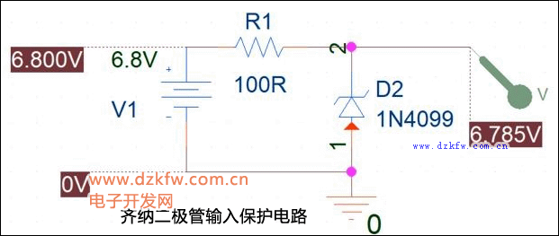 齊納二極管輸入保護(hù)電路